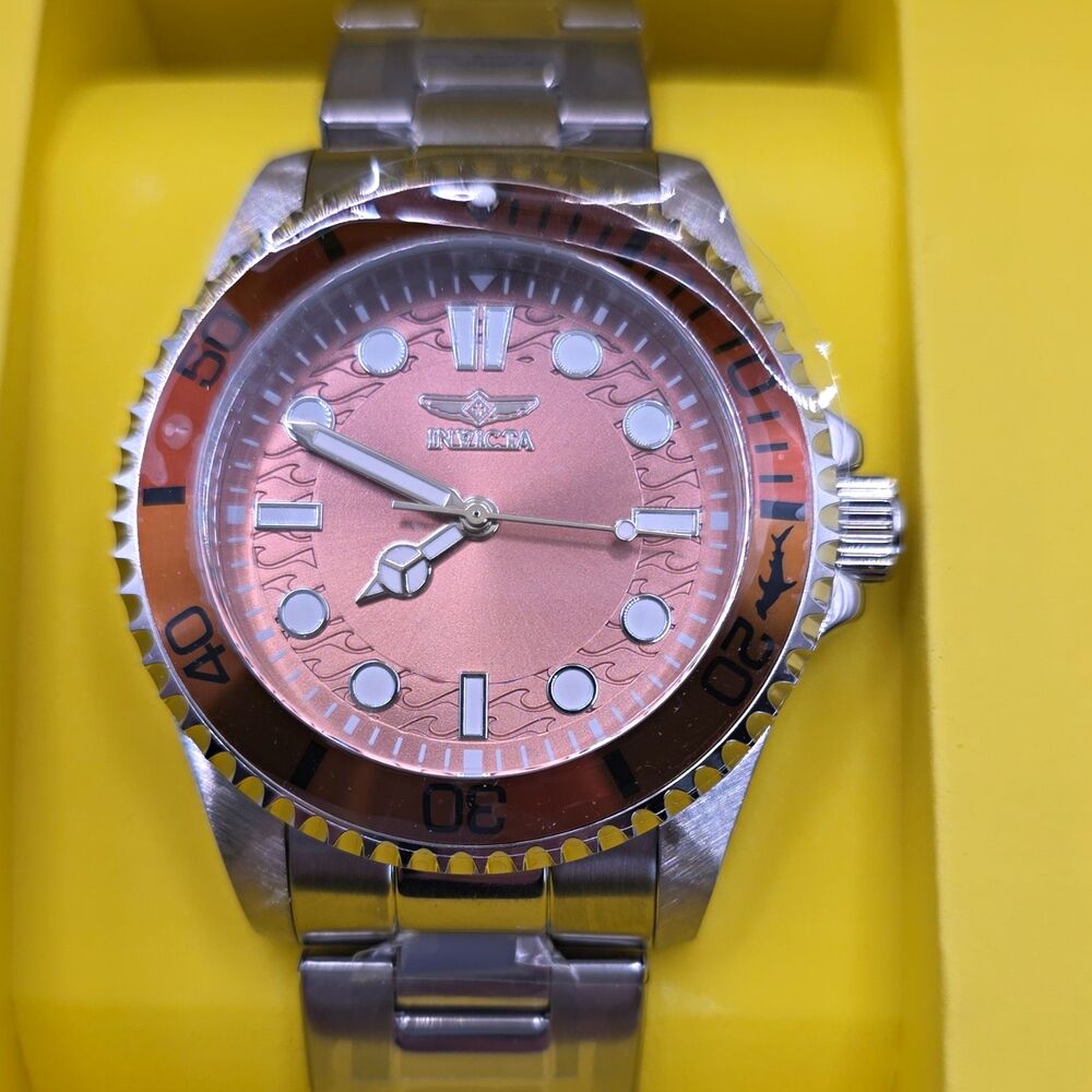 Invicta Pro Diver Quartz Watch, Brown Dial, Stainless Bracelet Brown Bezel,50816